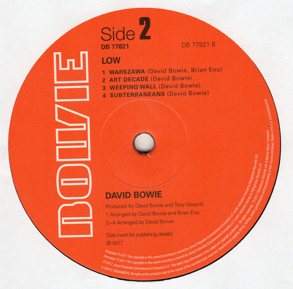 PLG David Bowie Low 180 Gram Remastered