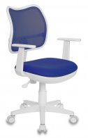 Бюрократ CH-W797/BL/TW-10 (Children chair Ch-W797 blue seatblue TW-10 mesh/fabric cross plastic plastik белый)