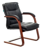 Бюрократ T-9927WALNUT-AV/BL (Office chair T-9927WALNUT-AV black leather runners wood)