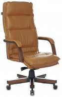 Бюрократ T-9927WALNUT/MUSTARD (Office chair T-9927WALNUT mustard leather cross metal/wood)