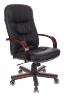 Бюрократ T-9908/WALNUT (Office chair T-9908 black leather cross metal/wood)