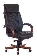 Бюрократ T-9924WALNUT/BLACK (Office chair T-9924WALNUT black leather cross metal/wood)