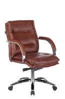 Бюрократ T-9927SL-LOW/CHOK (Office chair T-9927SL-LOW light brown Leather Eichel leather low back cross metal хром)