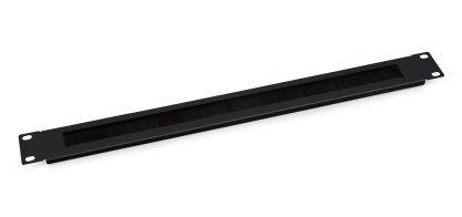 Cabeus SH-J004A-BK Кабельный органайзер горизонтальный 19" 1U, с щеточным вводом, металлический, цвет черный (RAL 9004)