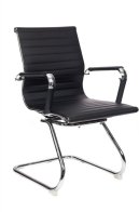 Бюрократ CH-883-LOW-V/BLACK (Office chair CH-883-LOW-V black eco.leather low back runners metal хром)