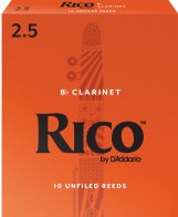 D'Addario WOODWINDS RCA1025 RICO, BB CLAR, #2.5, 10 BX