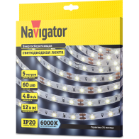 Navigator 71 762 NLS-3528CW60-4.8-IP20-12V R5 4.8Вт/м71762 (5 м)