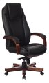 Бюрократ T-9923WALNUT/BLACK (Office chair T-9923WALNUT black leather cross metal/wood)