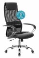 Бюрократ CH-608SL/BLACK (Office chair CH-608SL black TW-01 TW-11 eco.leather/gauze headrest cross metal хром)