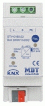 Источник питания MDT technologies STV-0160.02 KNX/EIB, 230В / 29В=, номинальная нагрузка 160мА, защита от короткого замыкания и перегрузки, встроенный дроссель, на DIN рейку, 2TE