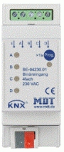 Модуль бинарных входов MDT technologies BE-04024.01 KNX/EIB 4x канальный, для выходов 24В/=, до 4 модулей логических функций, на DIN рейку, 2TE