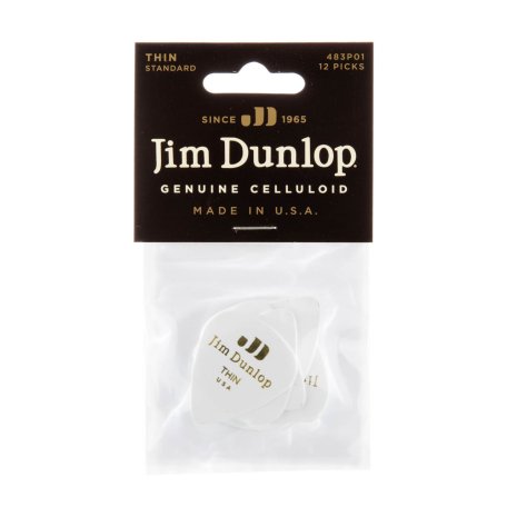 Медиаторы Dunlop 483P01TH Celluloid White Thin (12 шт)