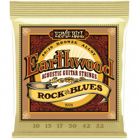 Струны для акустической гитары Ernie Ball 2008 80/20 Earthwood Rock&Blues 10-13-17-30-42-52