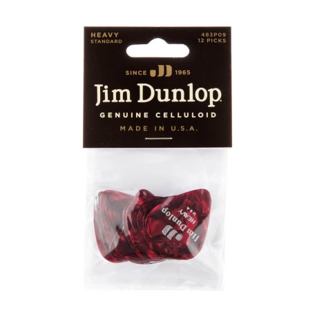 Медиаторы Dunlop 483P09HV Celluloid Red Pearloid Heavy (12 шт)