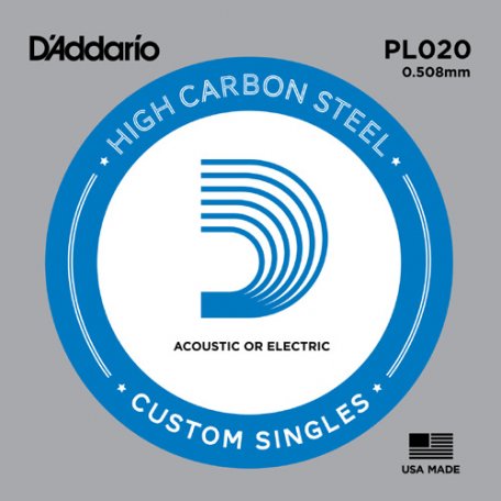 Струна DAddario PL020 Single Plain Steel 020