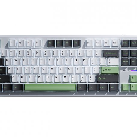 Механическая клавиатура AULA F87 3in1 (BT, 2.4 GHz, Wired) White-Black-Green