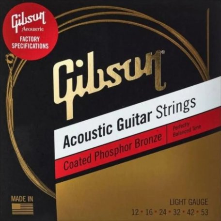 Струны Gibson SAG-CPB12 COATED PHOSPHOR BRONZE STRINGS, LIGHTS струны для акустической гитары, .012-.053