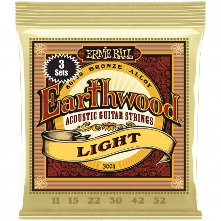 Струны для акустической гитары Ernie Ball 3004 Earthwood Light 80/20 Bronze 11-52