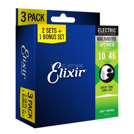 Струны Elixir 16552 Electric OPTIWEB Light (.010-.046) 3-pack