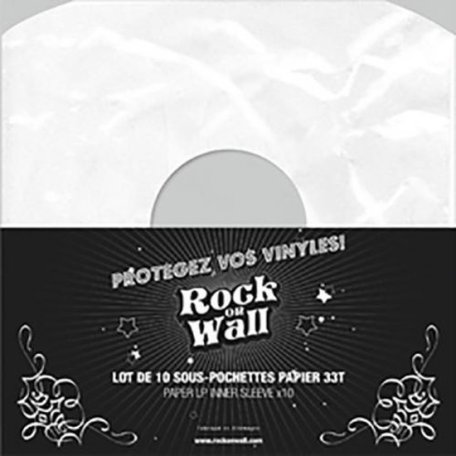 10 X LP 12 INCH PAPER INNER SLEEVE EDGED INCL CENTER HOLE - WHITE - ROCK ON WALL