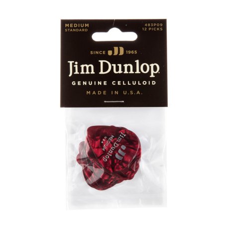 Медиаторы Dunlop 483P09MD Celluloid Red Pearloid Medium (12 шт)