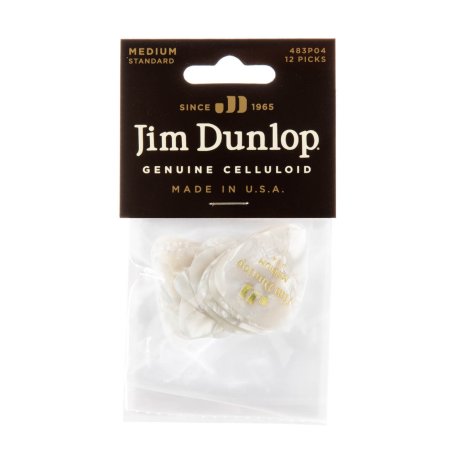 Медиаторы Dunlop 483P04MD Celluloid White Pearloid Medium (12 шт)