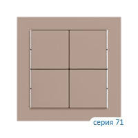 Ekinex Клавиша 71 квадратная, EK-T4Q-FCO,  материал - Fenix NTM,  4 шт,  цвет - Коричнеый Оттава
