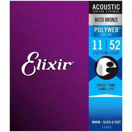 Струны для гитары Elixir 11025 PolyWeb Custom Light 11-52 80/20