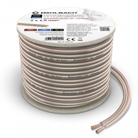 Акустический кабель Oehlbach PERFORMANCE Speaker Cable 2x1,50mm2, clear 30m Spool, D1C107