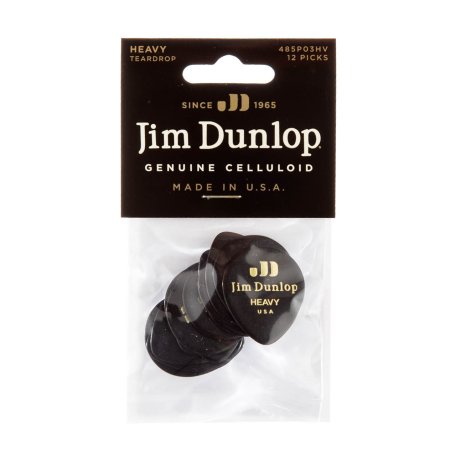 Медиаторы Dunlop 485P03HV Celluloid Black Teardrop Heavy (12 шт)