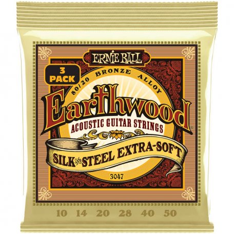 Струны для акустической гитары Ernie Ball 3047 Earthwood Silk&Steel Extra Soft 80/20 10-50