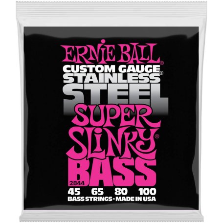 Струны для бас-гитары Ernie Ball 2844 Stainless Steel Bass Super Slinky