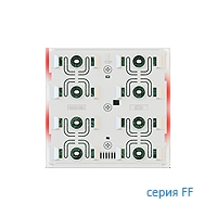 Ekinex Выключатель FF 4-х клавишный  EK-ED2-TP-RW-NFW,  версия NF,  белое основание,  подсветка - красный/белый (выпуск 2016)