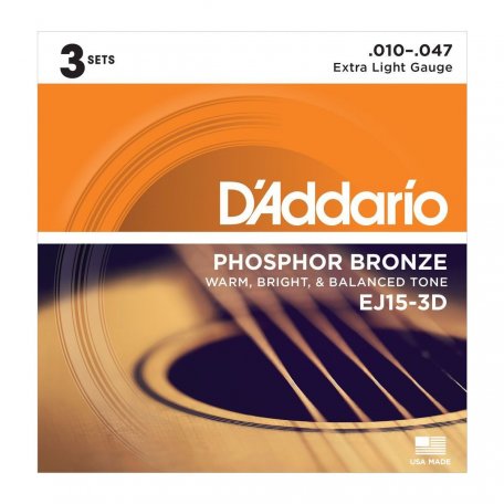Струны для акустической гитары DAddario EJ15-3D (3 компл.)
