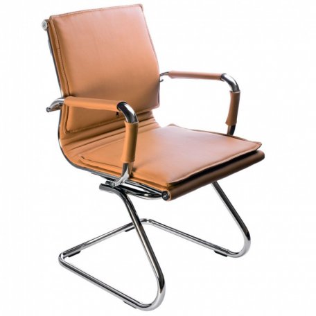 Кресло Бюрократ CH-993-LOW-V/CAMEL (Office chair Ch-993-Low-V light brown eco.leather low back runners metal хром)