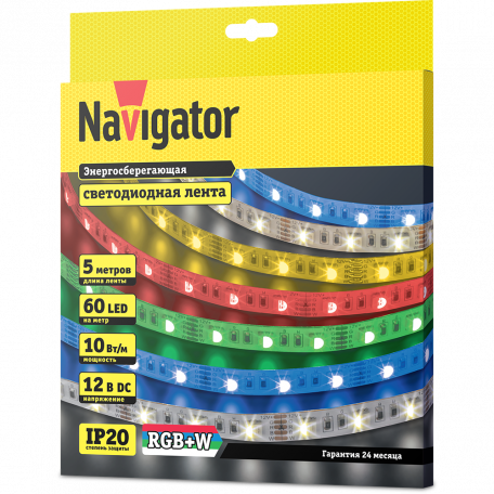 Лента светодиодная Navigator 14 467 NLS-5050RGBW60-10-IP20-12V14467 (5 м)