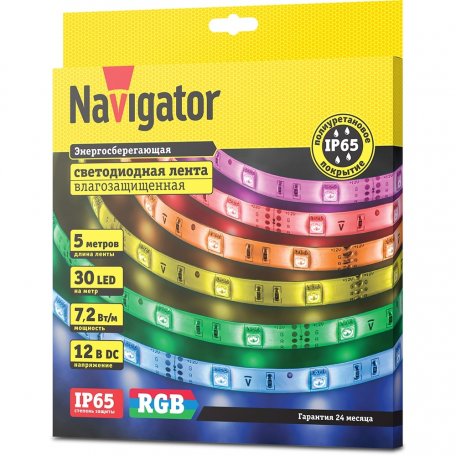 Лента светодиодная Navigator 71 428 NLS-5050RGB30-7.2 IP65 12B R5 7.2Вт/м71428 (5 м)