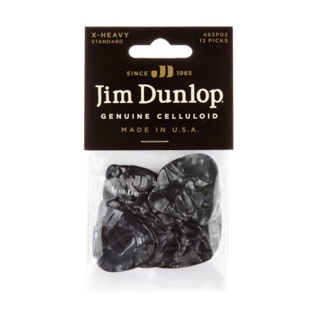 Медиаторы Dunlop 483P02XH Celluloid Black Pearloid Extra Heavy (12 шт)