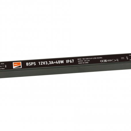 Блок питания для светодиодной ленты JazzWay 40Вт 3.3А 12В IP67 BSPS влагозащ. метал. 3329266A