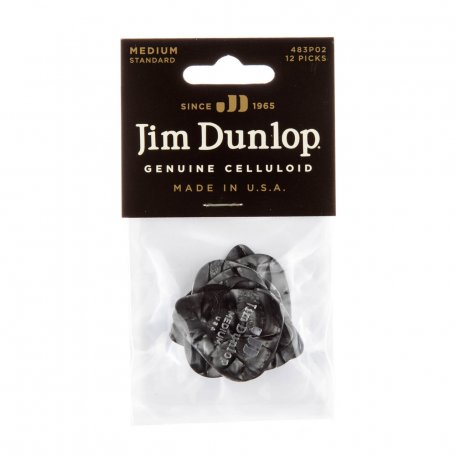 Медиаторы Dunlop 483P02MD Celluloid Black Pearloid Medium (12 шт)