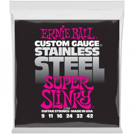 Струны для электрогитары Ernie Ball 2248 Stainless Steel Super Slinky