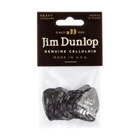 Медиаторы Dunlop 483P02HV Celluloid Black Pearloid Heavy (12 шт)