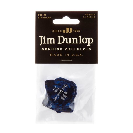 Медиаторы Dunlop 483P10TH Celluloid Blue Pearloid Thin (12 шт)
