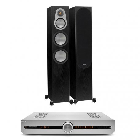 Стереокомплект Roksan Attessa Streaming Amplifier Silver + Monitor Audio Silver 300 (6G) black oak