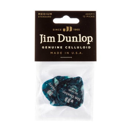 Медиаторы Dunlop 483P11MD Celluloid Turquoise Pearloid Medium (12 шт)