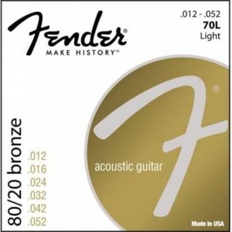 Струны для акустической гитары FENDER STRINGS NEW ACOUSTIC 70L 80/20 BRNZ BALL END 12-52