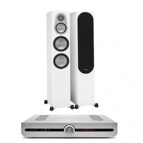 Стереокомплект Roksan Attessa Streaming Amplifier Silver + Monitor Audio Silver 300 (6G) white satin