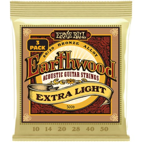 Струны для акустической гитары Ernie Ball 3006 Earthwood Extra Light 80/20 10-50