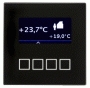Комнатный контроллер температуры MDT technologies SCN-RT1GS.01 KNX/EIB, ЖК дисплей, функция термостата (PI/PWM/2х-поз.), контроль пороговых значений, встроенный датчик температуры (-10..+50 °C), текстовые сообщения, черное стекло, в установочную коро