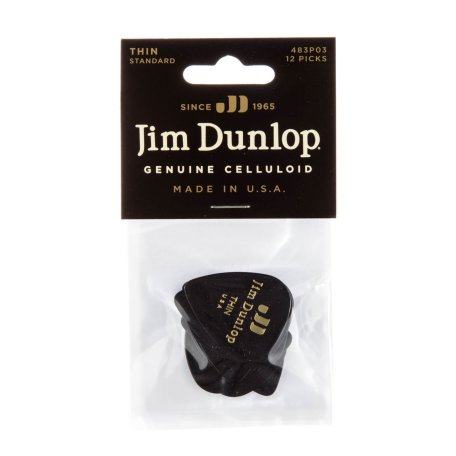Медиаторы Dunlop 483P03TH Celluloid Black Thin (12 шт)